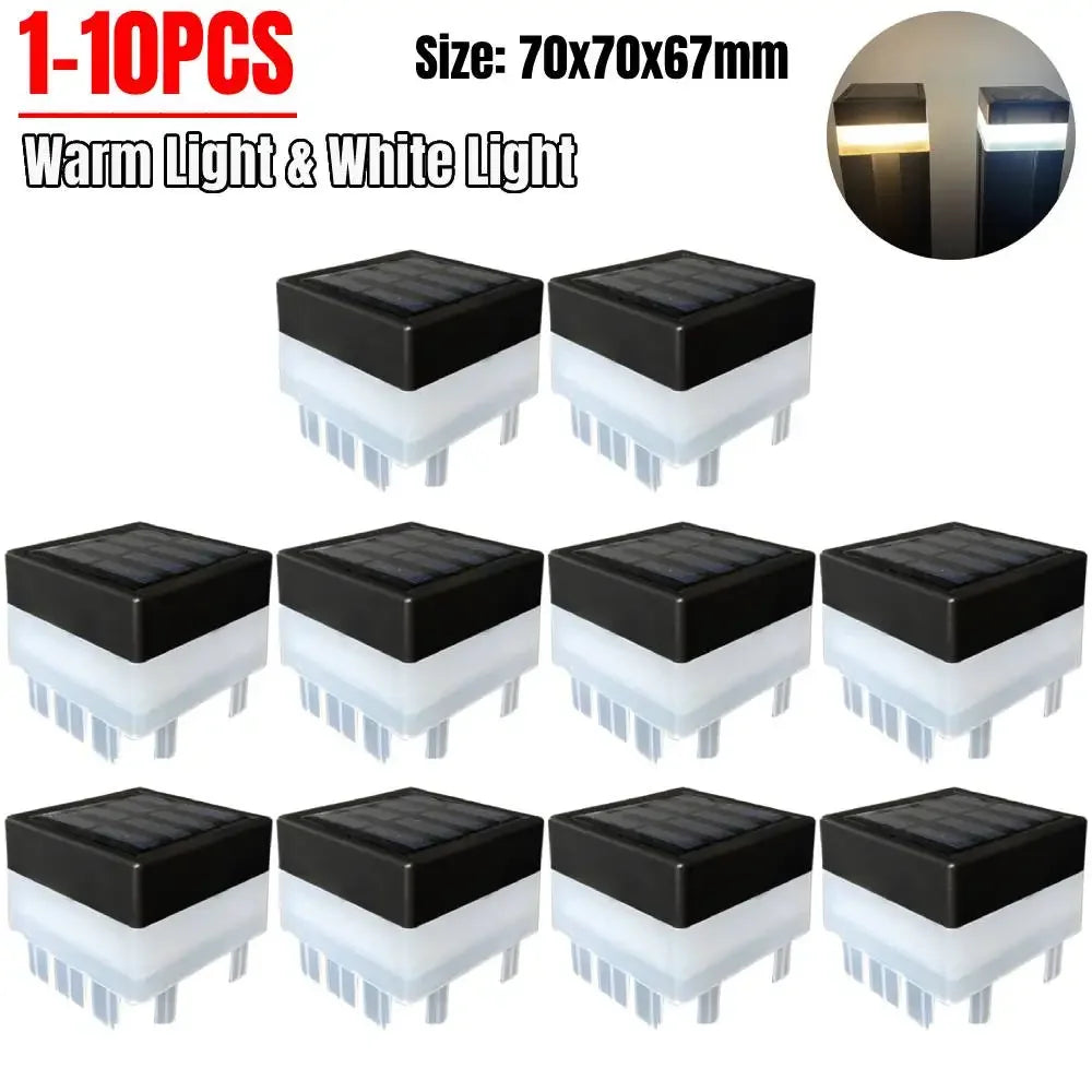 Outdoor Garden Street LED Light Solar Panel Pipe Pillar Post Square IP44 Waterproof Monocrystalline Cap Fence Lamp