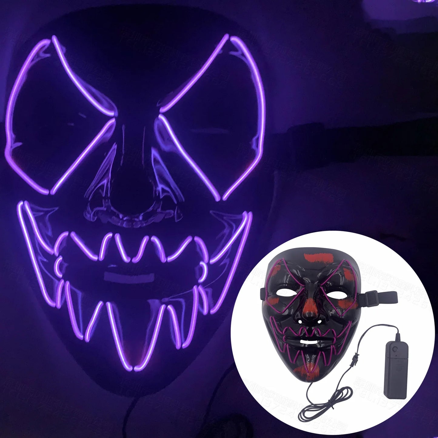Halloween LED Mask Neon Glow Party Masquerade Mask Glow