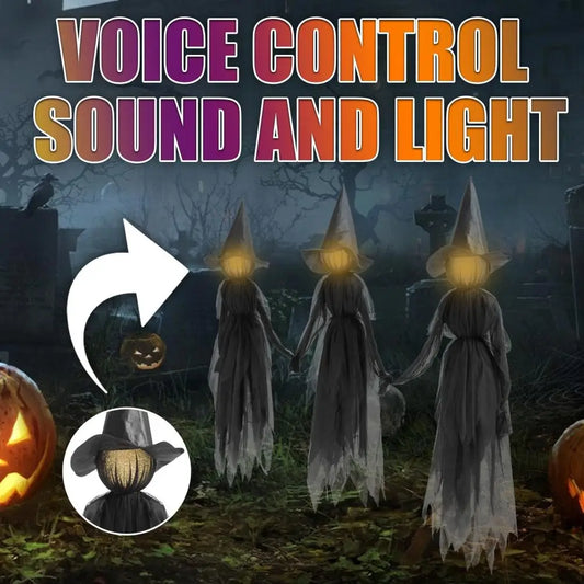 Halloween Creepy Witch Wizard With 7 Color LED Lights