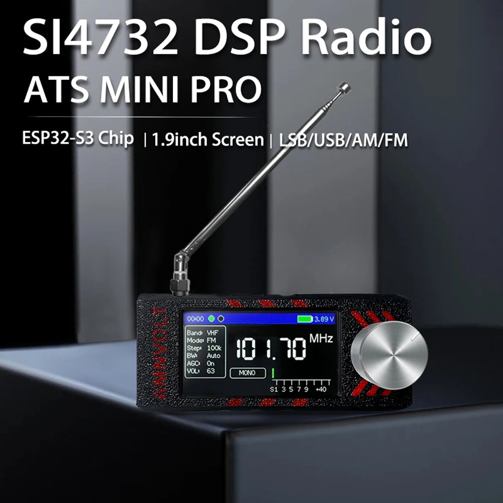 ATS MINI PRO 1.9 Inch SI4732 Pocket Mini Radio 0.5-108mhz LSB USB AM FM Radios HF SW MW VHF All Band Radio Receiver With Antenna
