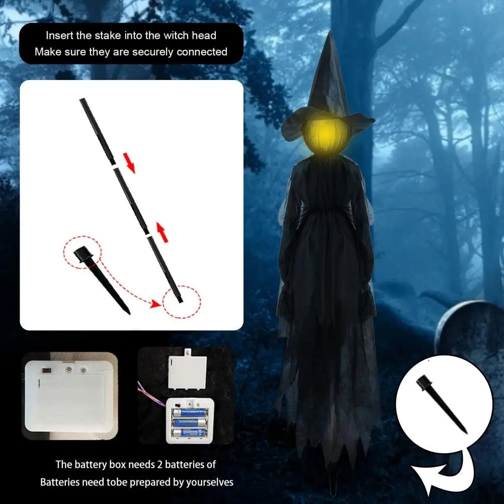 Halloween Creepy Witch Wizard With 7 Color LED Lights