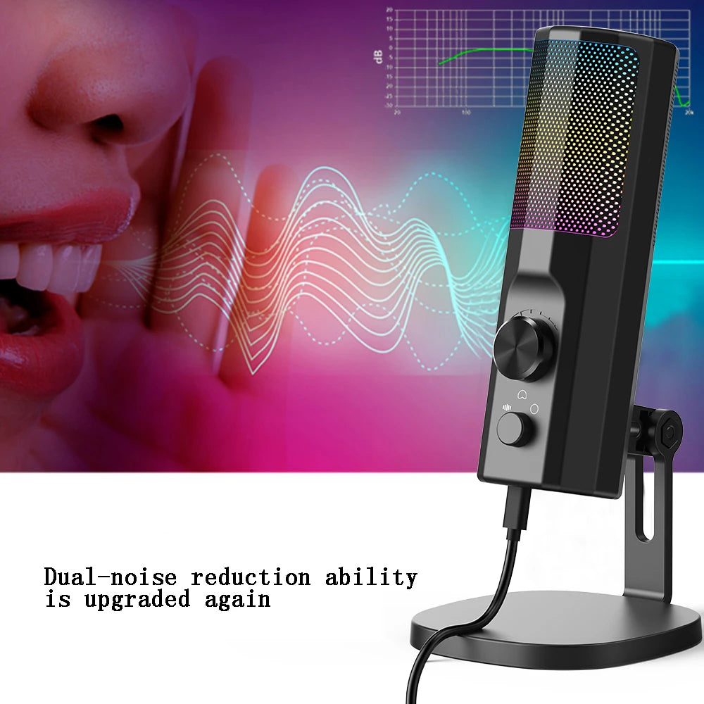 3.5mm Condenser Mic With ENC Noise Cancelling RGB Lighting