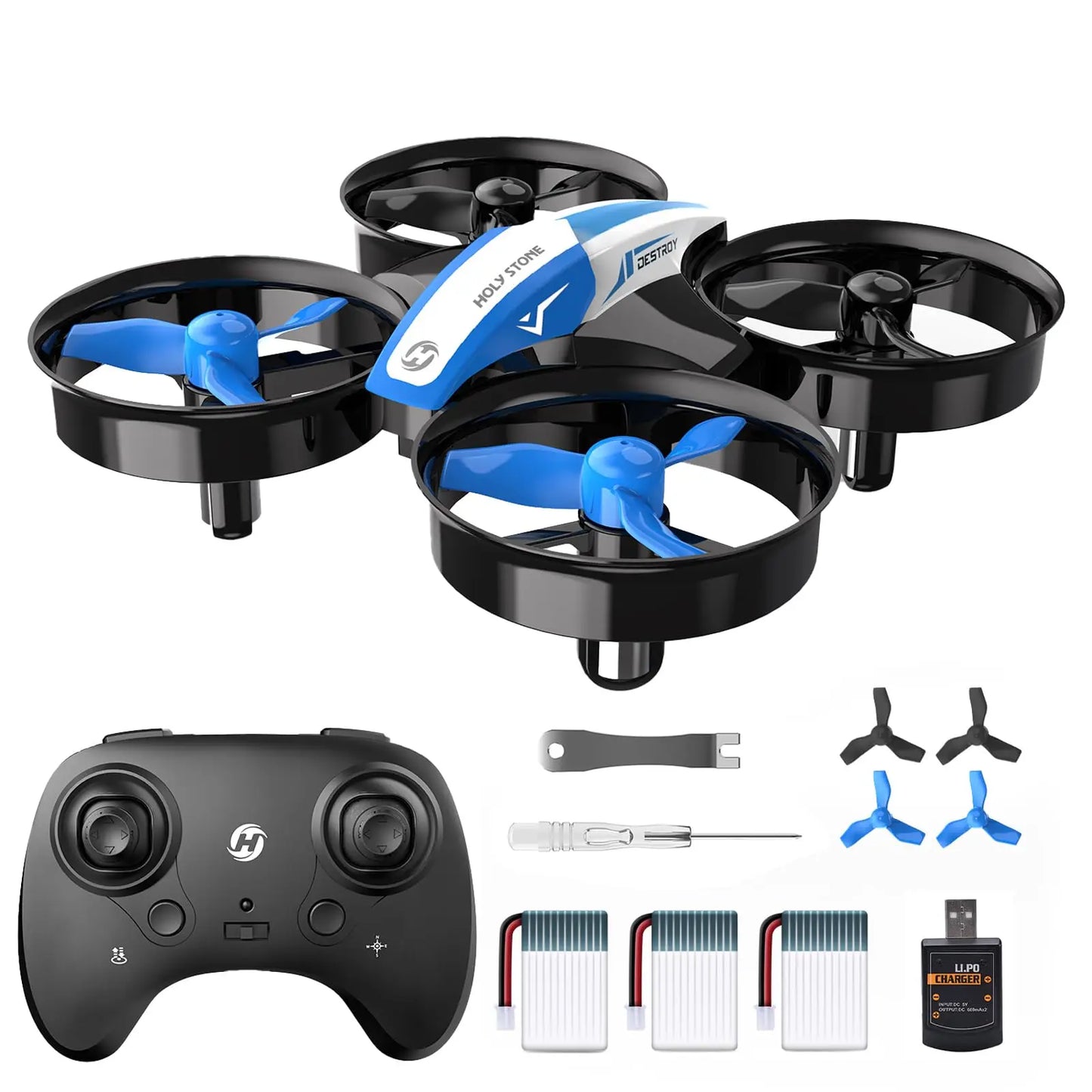 Holy Stone Mini Drone For Kids Beginners Hover 3D Flips Blue