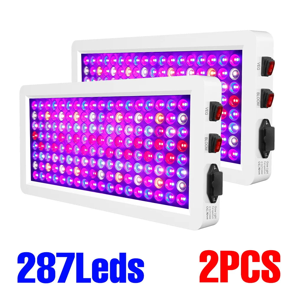 Two Pack 800W LED Grow Lamp Full Spectrum Plant Light 110V