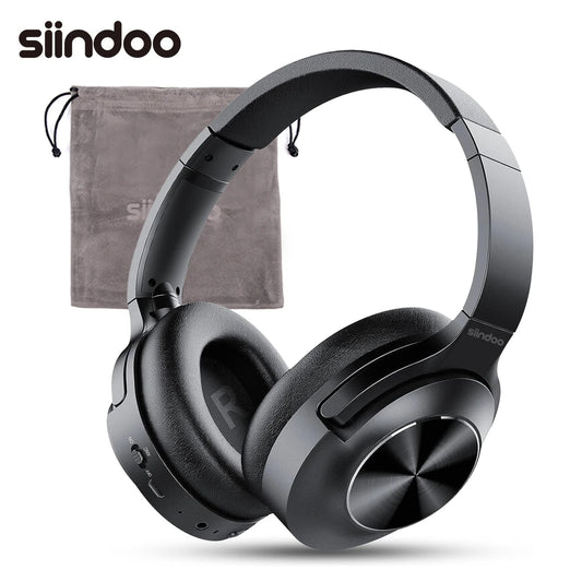 Siindoo Active Noise Cancelling Headphones, Wireless Over Ear Bluetooth 5.3 Headset, 65 Hrs Playback, Deep Bass, Built-in Mic