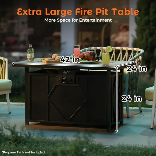 Propane Fire Pit Table 42 Inch Rectangular 60000 BTU Patio
