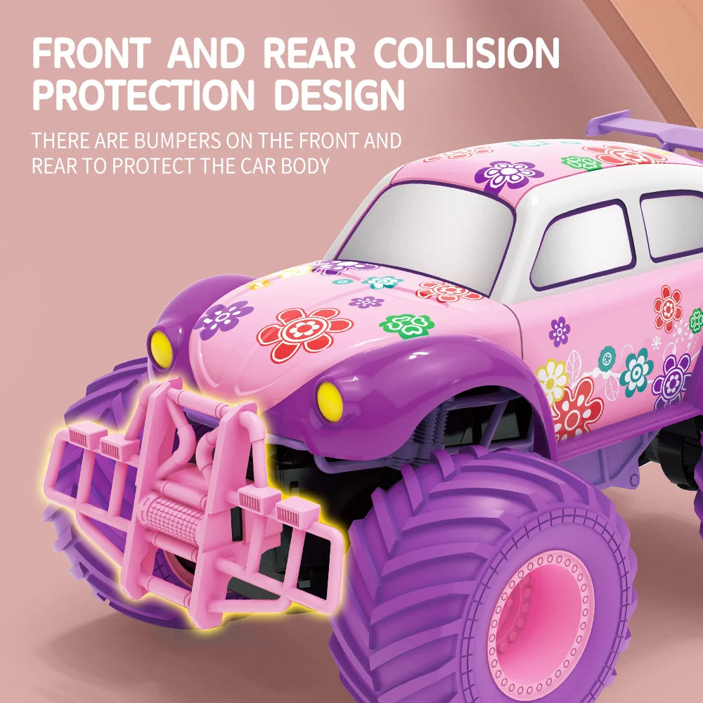 RC Car Electric Drive Off-Road Big Wheel 2.4G Cross-Country High Speed Purple Remote Control Trucks Princess Girls Toys for Kids
