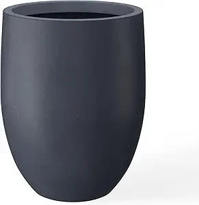 Kante 21.7" H Snow White Concrete Tall Planter, Large Outdoor Indoor Decorative Pot with Drainage Hole and Rubber Plug, Modern R