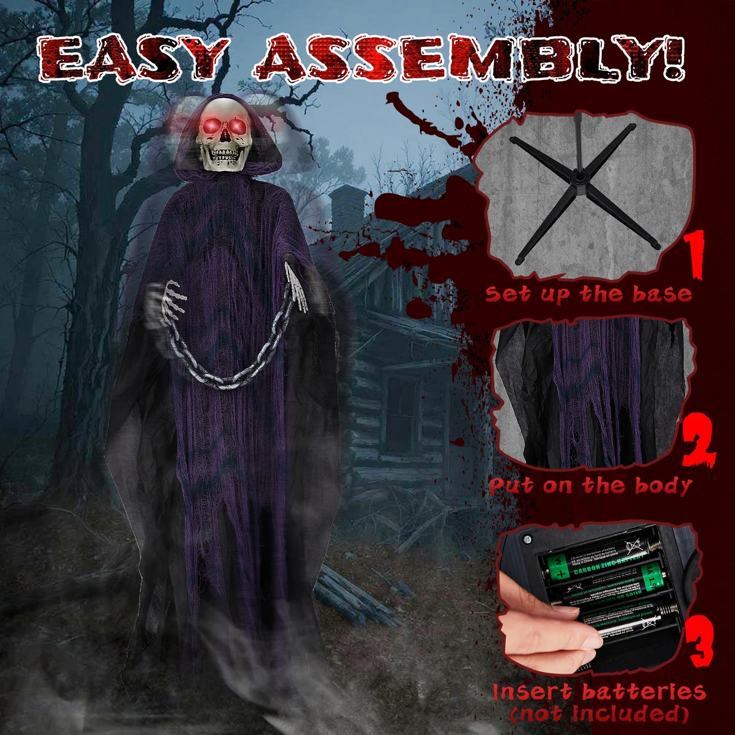 Six Foot Halloween Grim Reaper Animatronic Outdoor Decor
