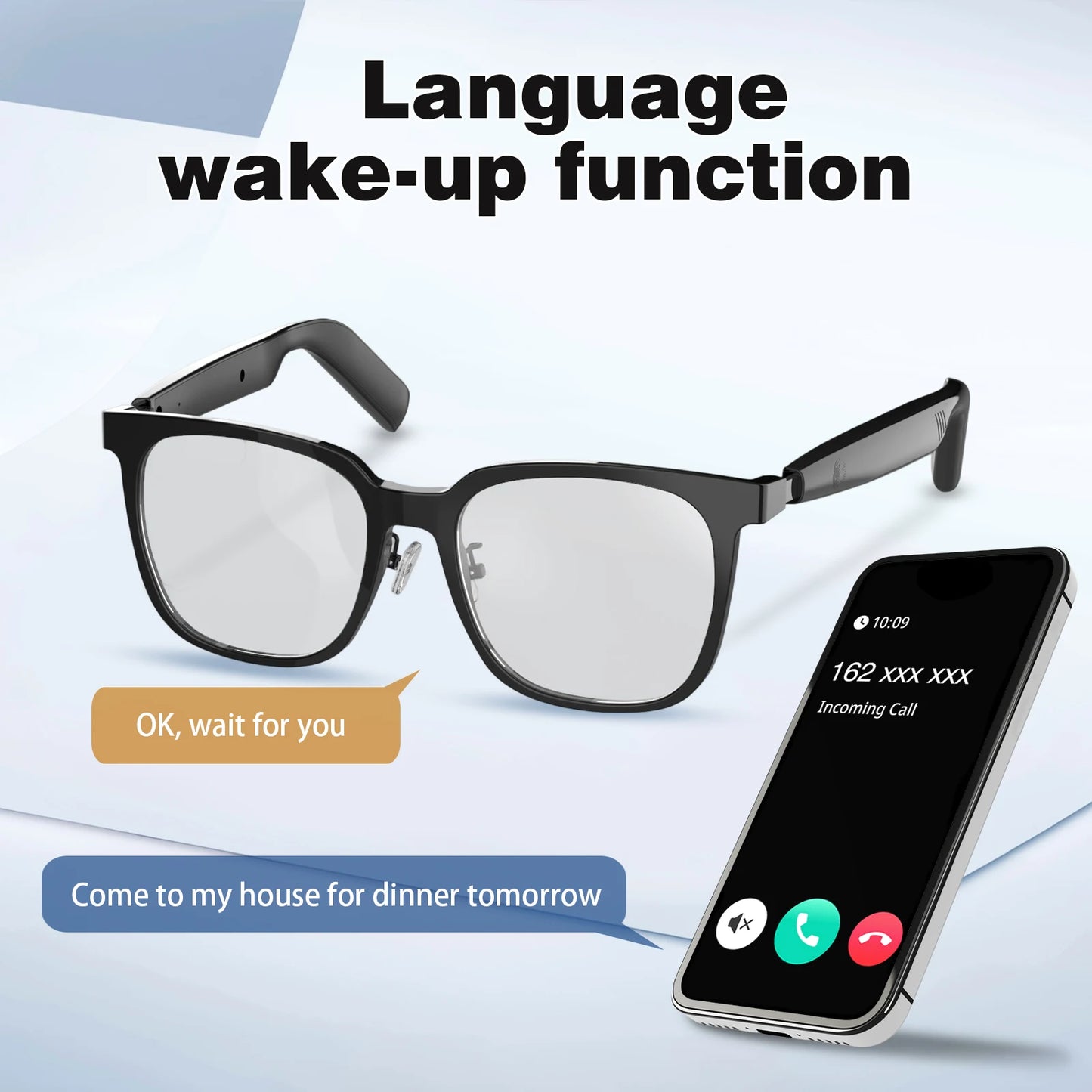 Smart glasses, wireless calls, intelligent noise reduction, touch voice assistant, music playback, unisex UV-proof glasses