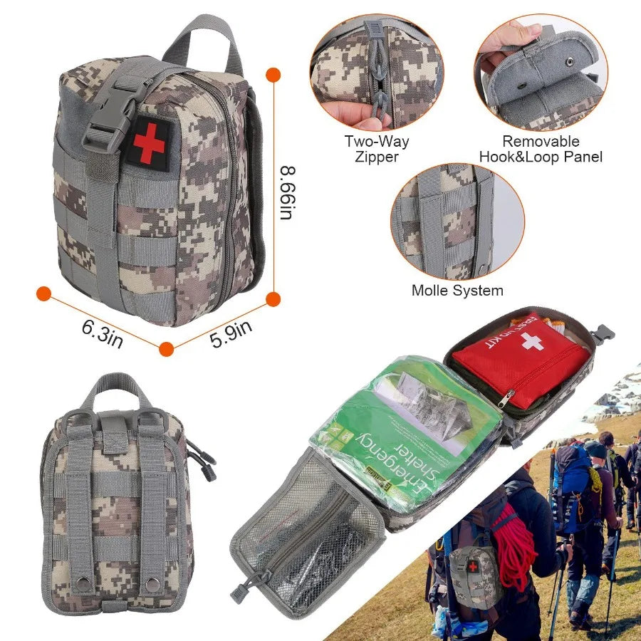 125Pcs Survival Kits Professional Emergency Survival Gear Tactical First Aid Kit Supplies for Outdoor Adventure Camping Hiking
