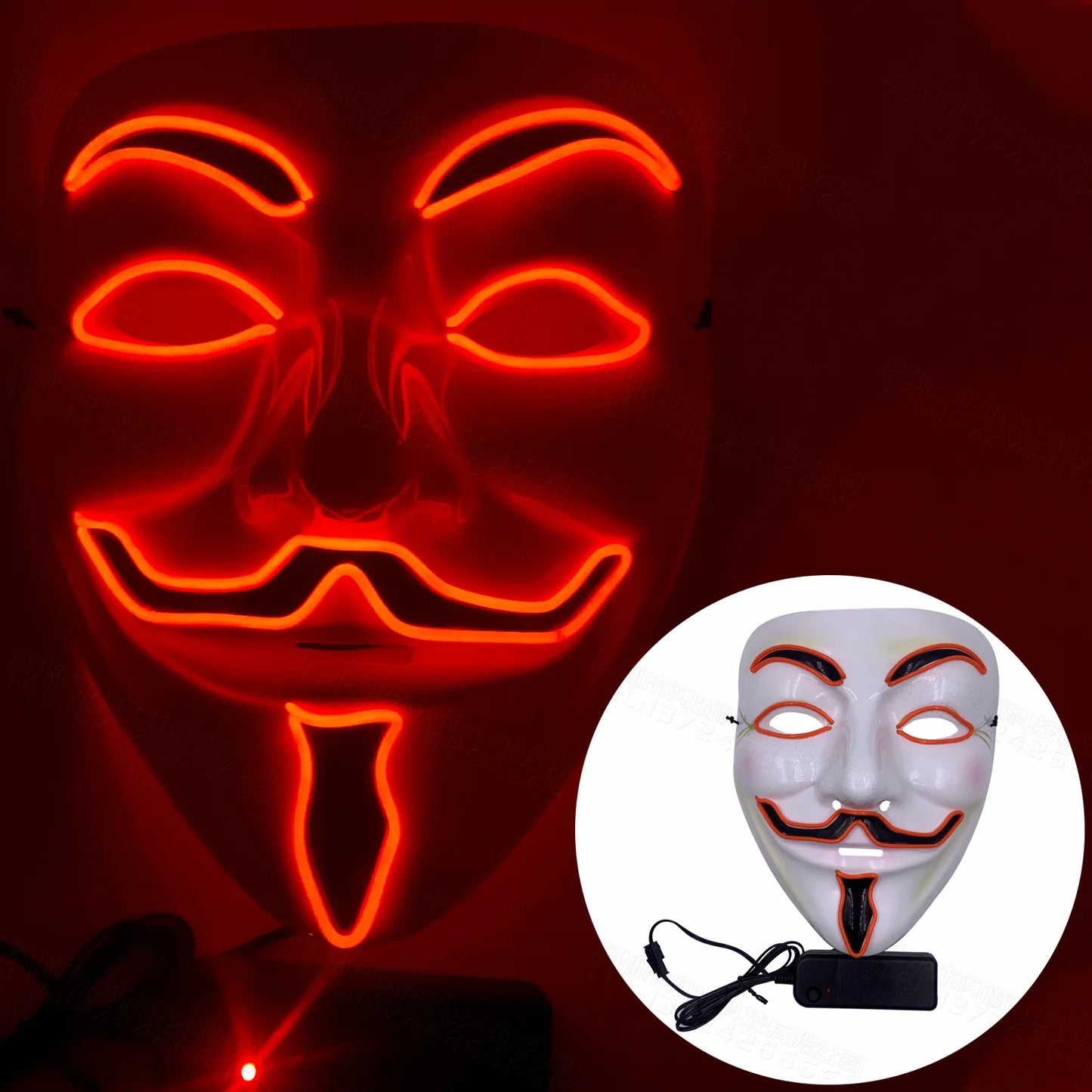 Halloween LED Mask Neon Glow Party Masquerade Mask Glow