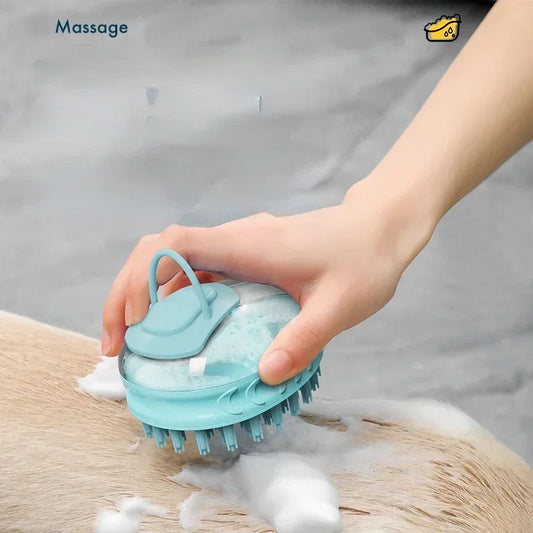 Dog Washing Massage Silicone Bath Pet Shampoo Brush With Soap Dispenser Dog Grooming Brush