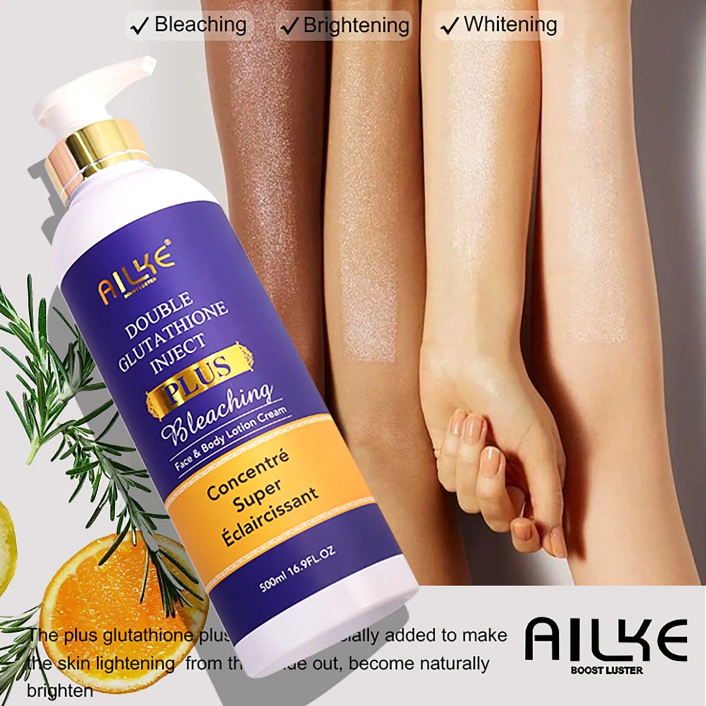 AILKE Glutathione Plus Skin Care Set Advanced Lightening Lotion Moisturizes and Softens Skin Glow Range for Men and Women