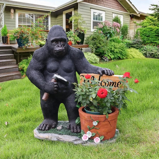 Unique Statues Planter Gorilla Statue - Gorilla Flower Pot Kingkong Garden Sculptures Animal Landscaping Ornament