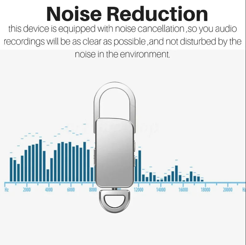 Smart Audio Voice Activated Recorder Mini Dictaphone Professional Recording MP3 Flash Drive Digital Audio Record Keychain 64GB