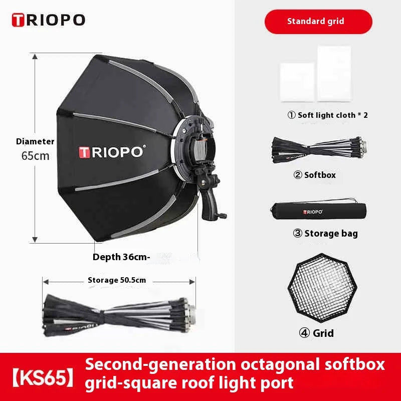 Triopo 90cm Speedlite Portable Octagon Umbrella Softbox+2M 1/4 Screw Light Stand Tripod Suit for Godox Speedlite Flash Light