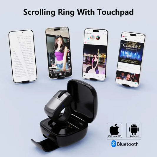 Xring Mouse Ring Remote Control with Touchpad, Bluetooth/2.4G Wireless Scrolling Ring Air Mouse for Short Video, Page Turner