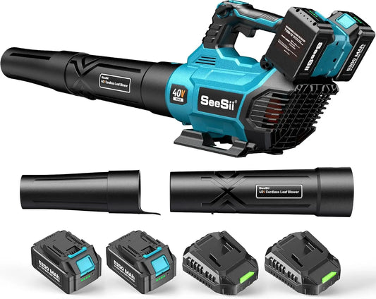 Seesii 40V Leaf Blower 2x5200mAh Battery 680 CFM Brushless