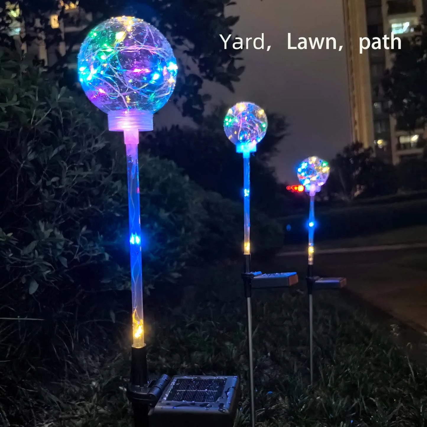 2 Pack Solar Lawn Lights with Colorful Ambiance, Suitable for Outdoor Gardens, Pathways, And Villas, Featuring Rating