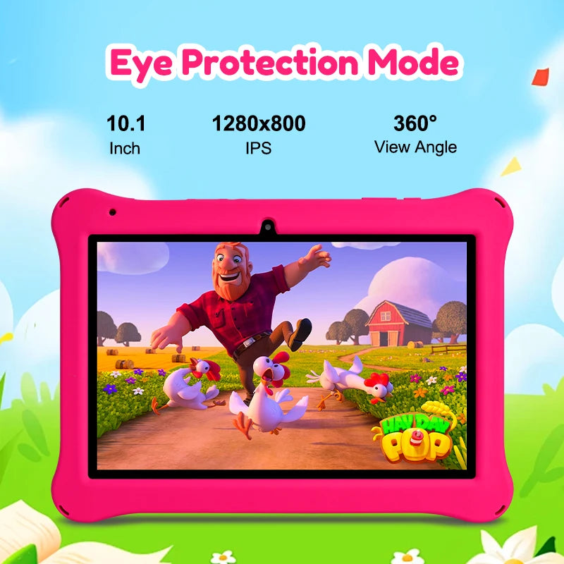 ATMPC 10.1 Inch Kids Tablet Android 14, 6GB RAM 32GB ROM, Eye Protection Screen, WiFi 6, iWawa Parental Control Tablet PC