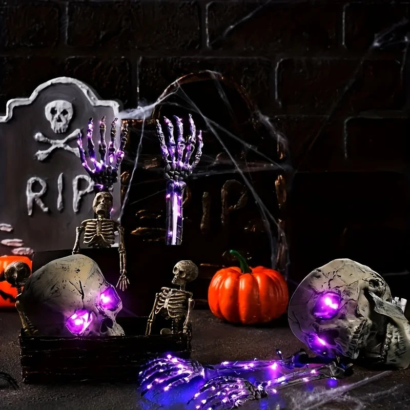 Halloween Light Up Skeleton Set Skull And Arms Party Decor