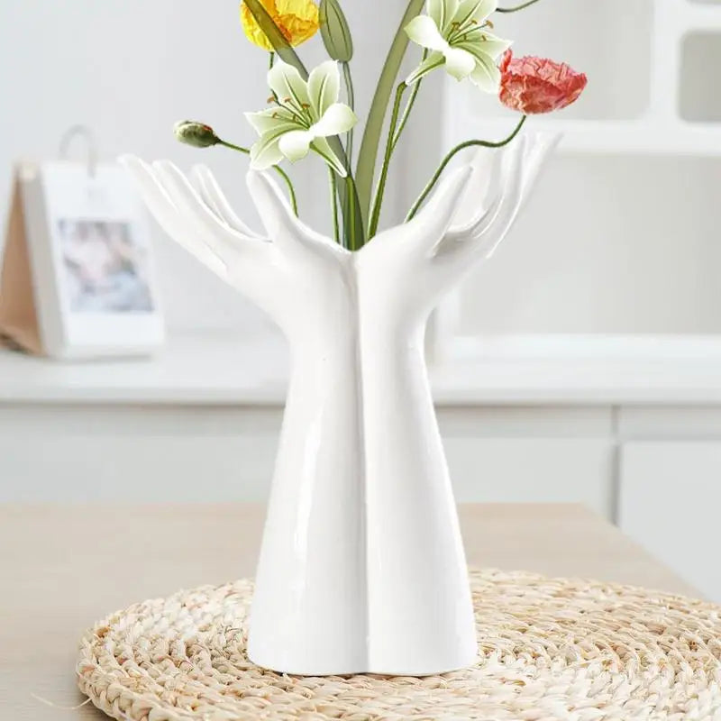 Hand Shape Vase Photo Prop Modern Aesthetic Flower Arrangement Unique Vase for Anniversary Office Home Tabletop Decoration