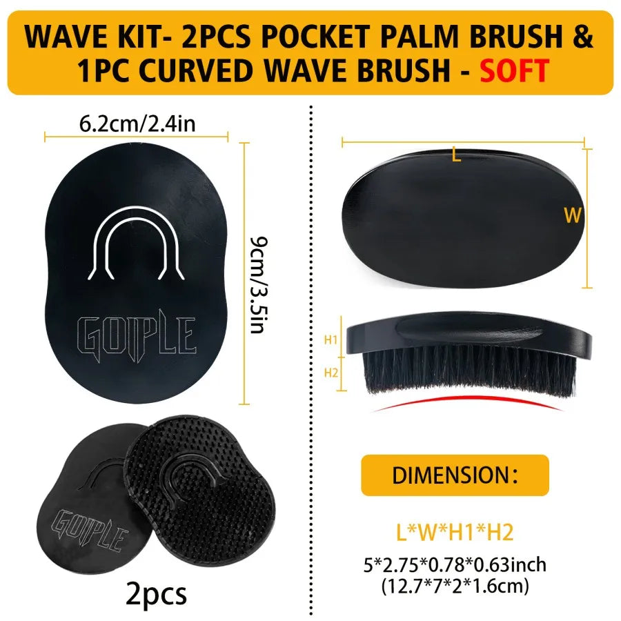 Wave Pomade 360 Style Greasy Pomade with Wave Brush Strong Hold Sport Wave Training Hair Cream for Layered Waves Moisture Shine