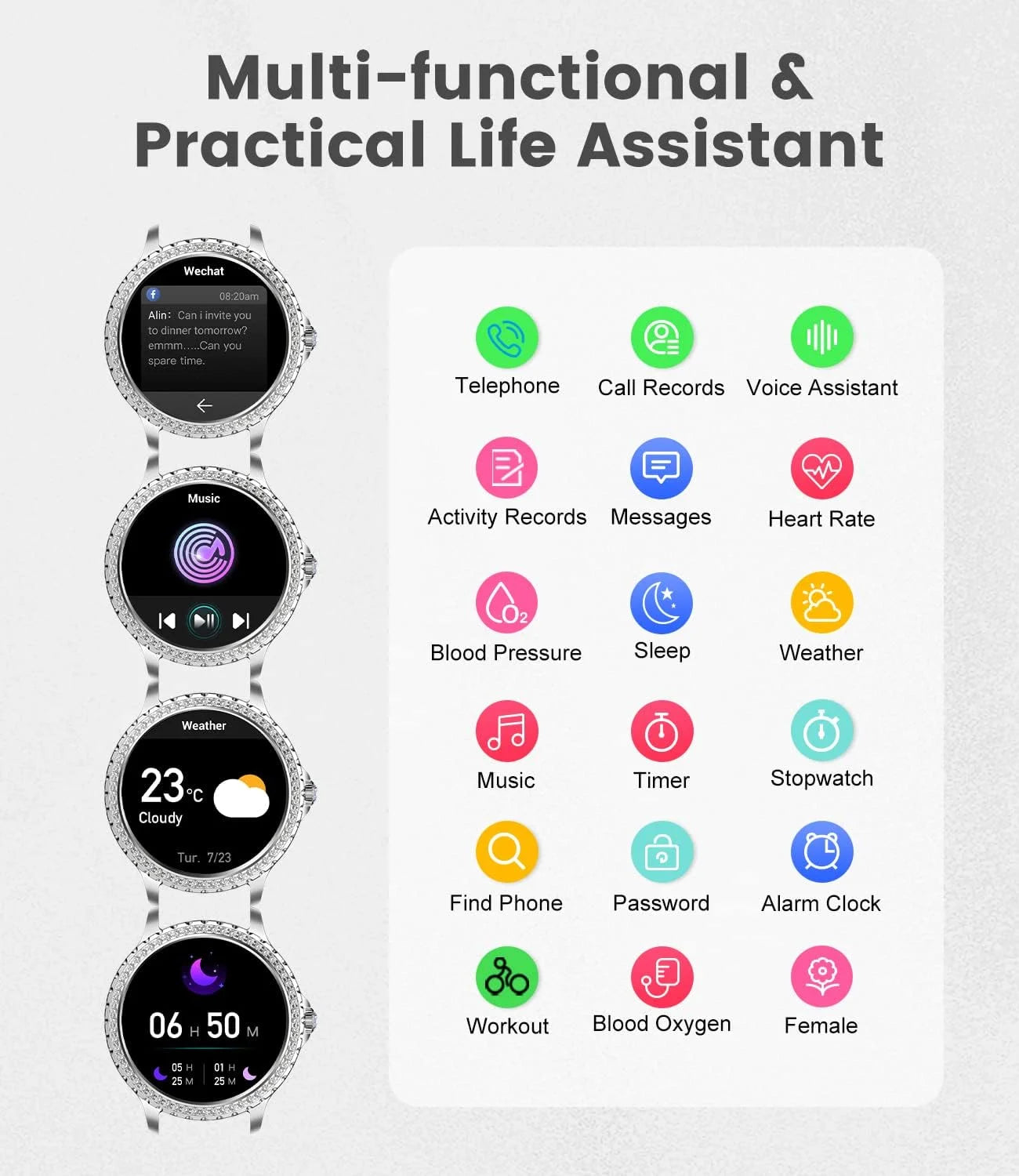 Smart Watches for Women,1.32" HD Fitness Tracker Watch with Answer/Make Call,AI Voice Control,Heart Rate/Calories/SpO2