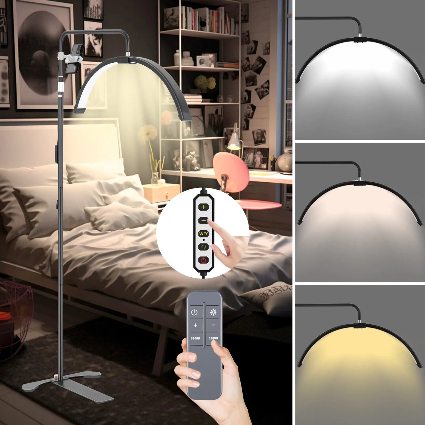 Eyelash LED Floor Light Half Moon Lamp for Lash Extension Beauty Skincare Tattoo