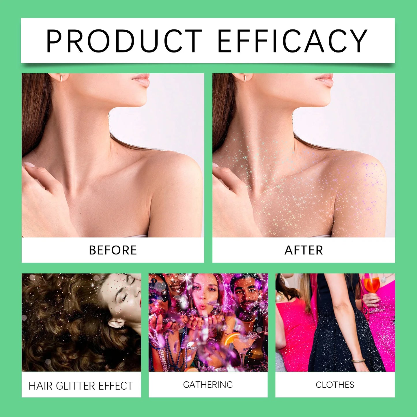 EELHOE 1pcs Highlighter Powder Spray Long Lasting Shiny Face Contour Hair Body Clothes Glitter Makeup for Dating Nightclub Party