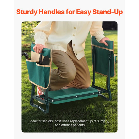SucceBuy Garden Kneeler Seat 6 Inch Wide With 2 Tool Bags