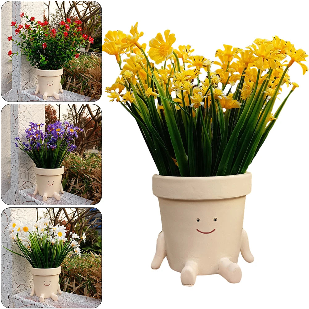 Face Head Planter Resin Smiling Face Planter Creative Wall Hanging Head Planter Multifunctional Home Garden Patio Accessories