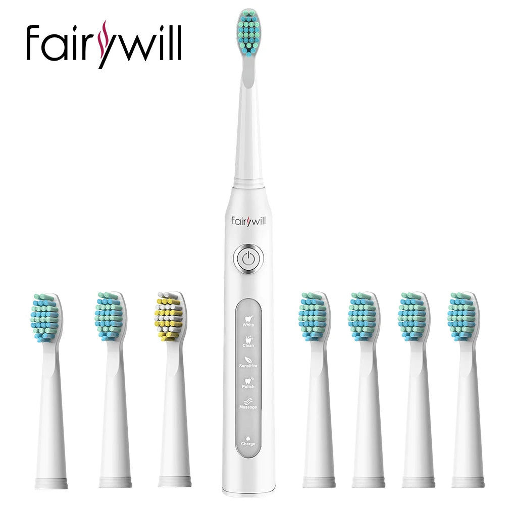 Fairywill Electric Sonic Toothbrush FW-507 USB Charge Rechargeable Adult Waterproof Electronic Tooth Brushes Replacement Heads s