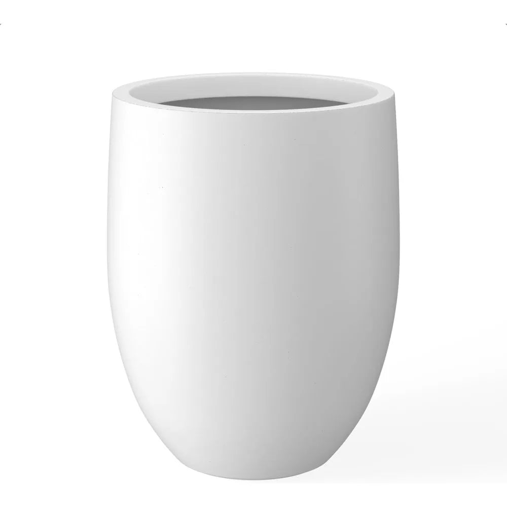 Kante 21.7" H Snow White Concrete Tall Planter, Large Outdoor Indoor Decorative Pot with Drainage Hole and Rubber Plug, Modern R