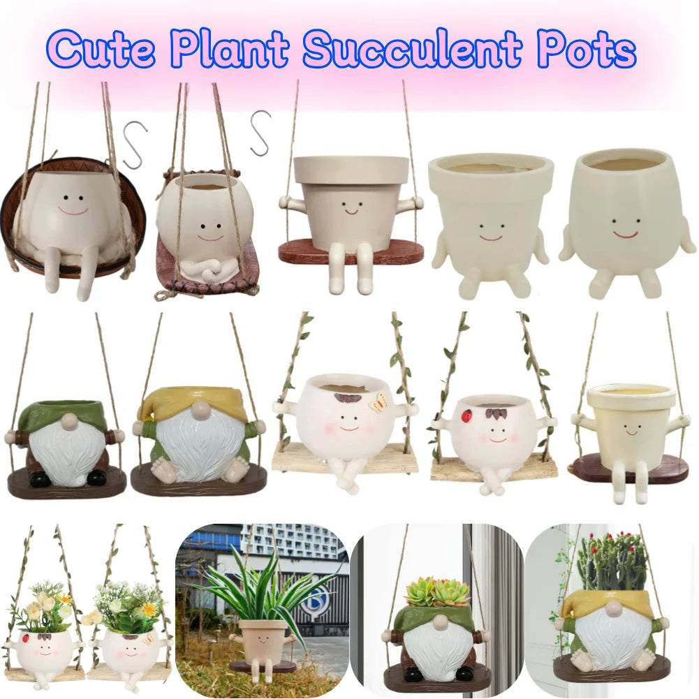 Face Head Planter Resin Smiling Face Planter Creative Wall Hanging Head Planter Multifunctional Home Garden Patio Accessories