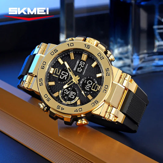 Skmei Waterproof Alarm Clock Wristwatch Dual Display For Men