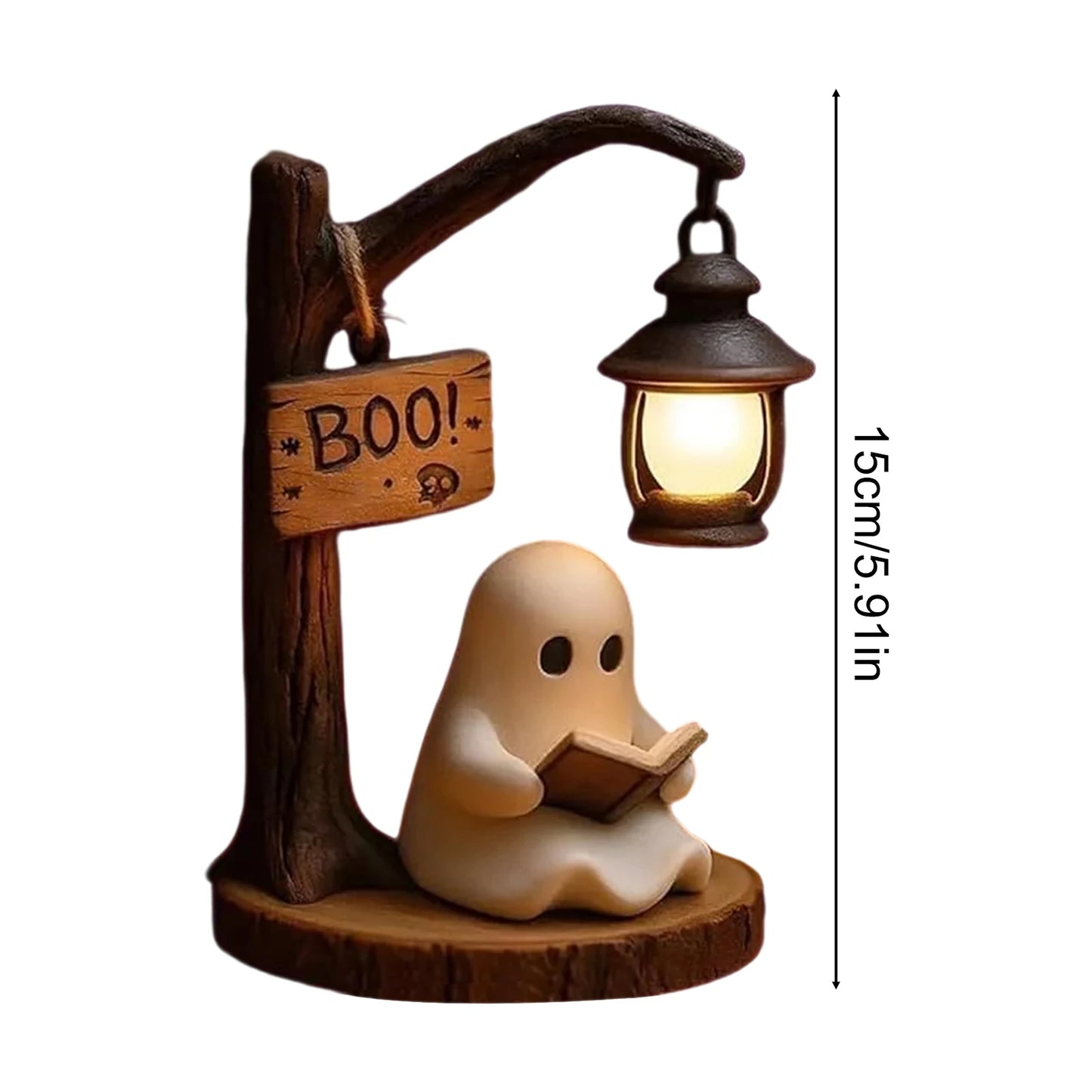 Cute Ghost Reading Desktop Ornament Halloween Resin Decoration Creative Home Decor Festive Atmosphere Arrangement