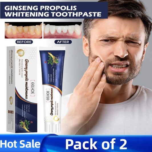 2pcs Ginseng and Propolis Whitening Toothpaste Effectively Reduces Tooth Stains Brightens Cleans and Removes Oral Odor