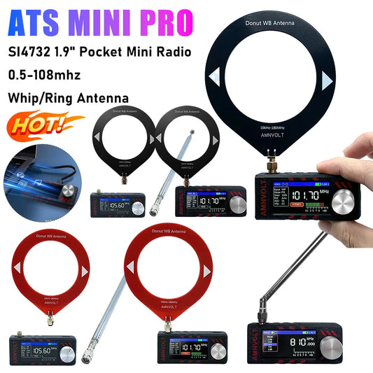ATS MINI PRO 1.9 Inch SI4732 Pocket Mini Radio 0.5-108mhz LSB USB AM FM Radios HF SW MW VHF All Band Radio Receiver With Antenna