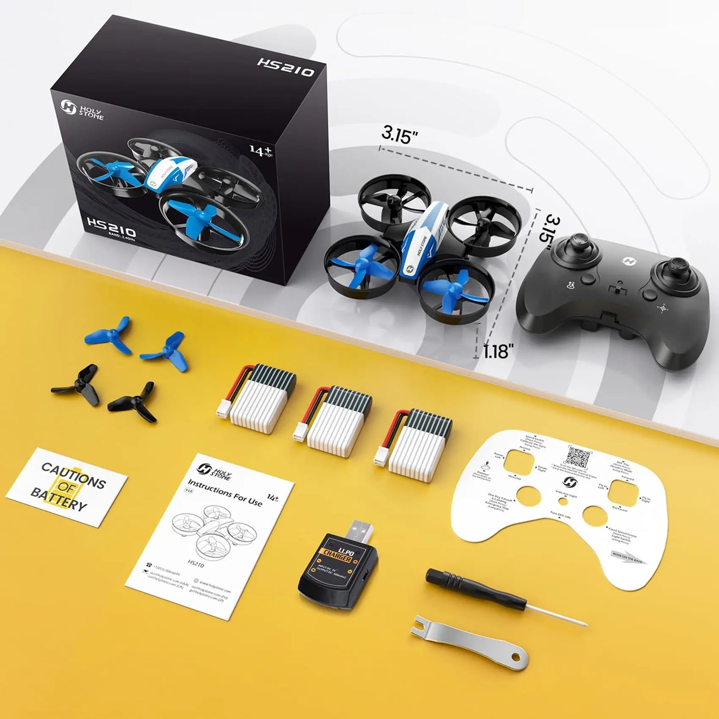 Holy Stone Mini Drone For Kids Beginners Hover 3D Flips Blue