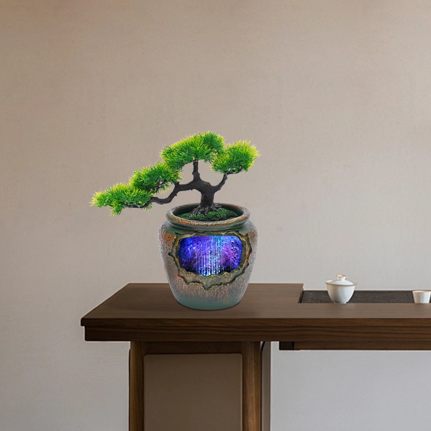 Bymaocar Insert Tree Style Desktop Art Decoration with LED Lights for Offices and Yoga Studios