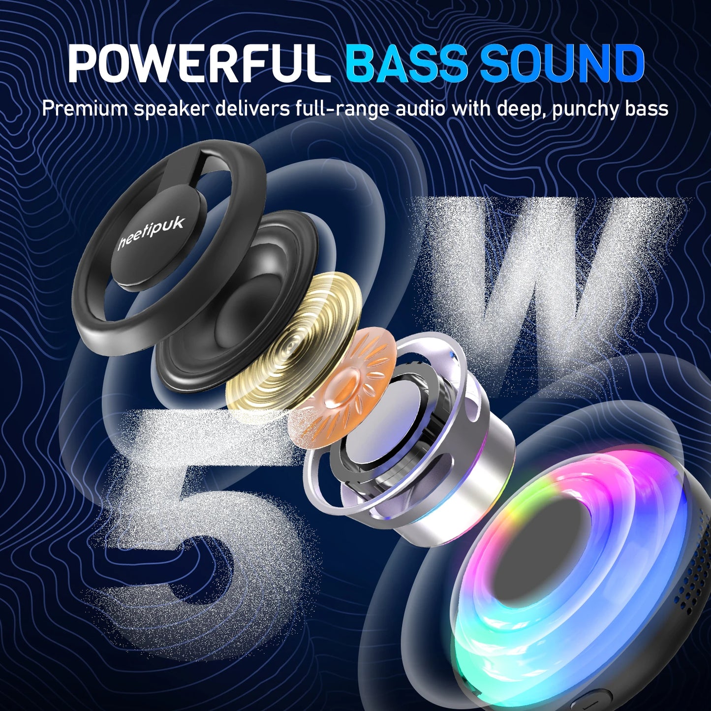 Cyber Style Magnetic Wireless Mini Speaker, 5.1 Surround Sound, High Definition Audio, Dual Stereo Bass,USB Type-C Charging,