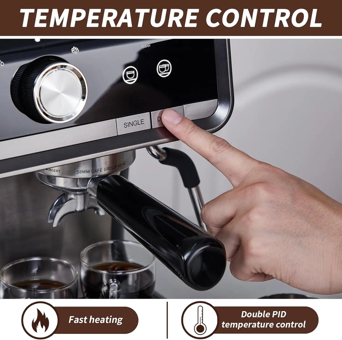 Espresso Machine With Grinder 20 Bar Steam Frother 1450W
