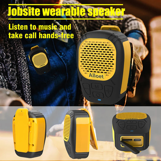 Wearable Bluetooth Speaker With Mic Clip Up To 30 Hours
