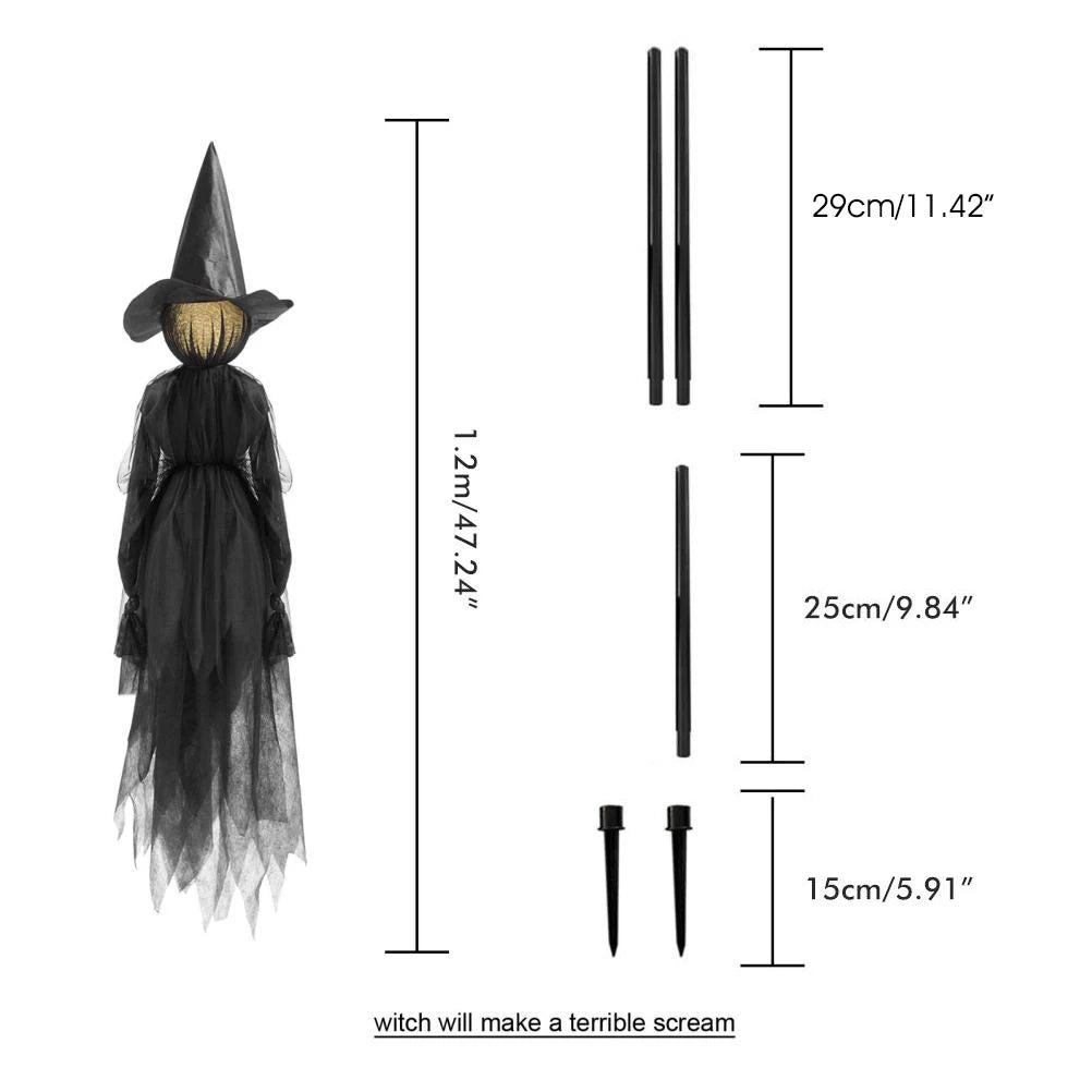 Halloween Creepy Witch Wizard With 7 Color LED Lights