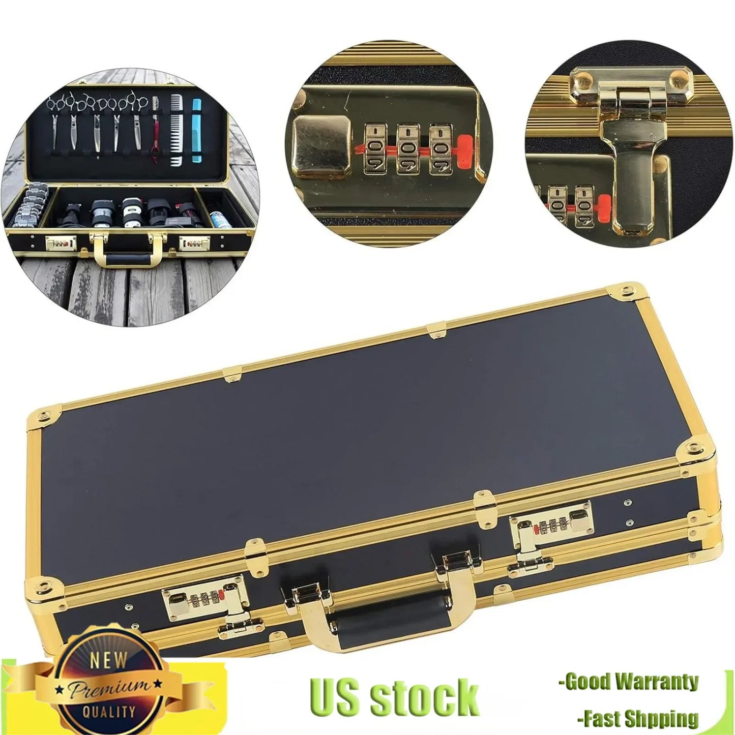 Bymaocar Professional Barber Travel Organizer Tool Box, Portable Beauty Salon Suitcase Display Case with Handle & Secure Numlock