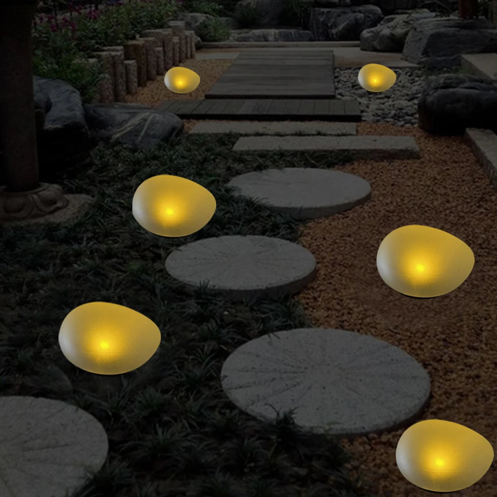 Glow Cobble Stone IP55 Waterproof Solar Garden Light Optical Control Solar Floor Light 600mAh Solar Pebble Lamp for Park Balcony