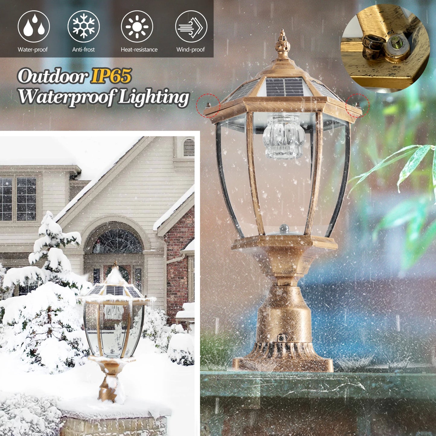 Vintage Solar Led Post Light Outdoor Garden Lamp Two Pack