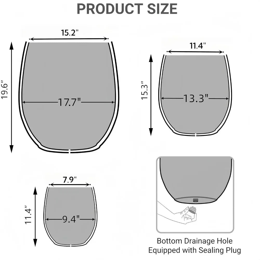 Large Outdoor Planter ,17.7"+13.3"+9.5" Dia Round Concrete Planter Set of 3